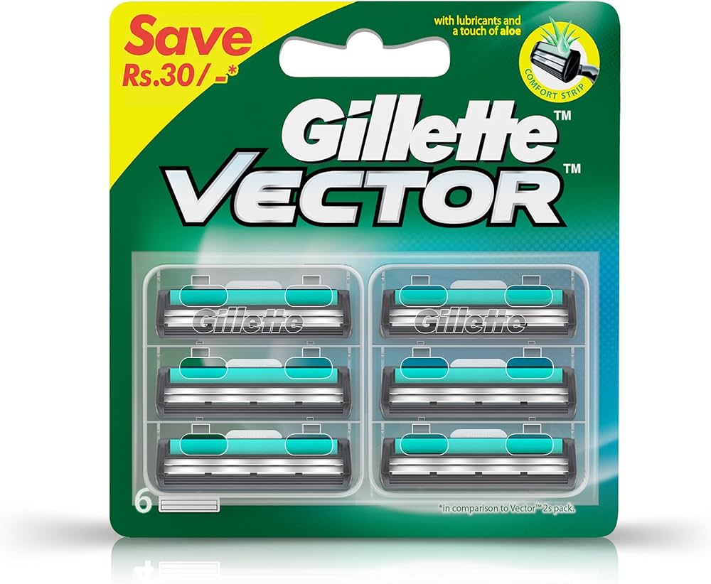 Gillette Vector Plus - Manual Shaving Razor Blades Cartridge